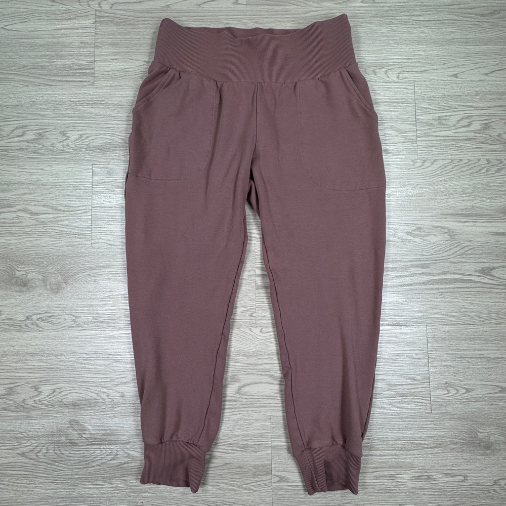Nike Women Joggers Yoga Dri-FIT Fleece Sweatpants Plum Dust Purple Medium Pocket